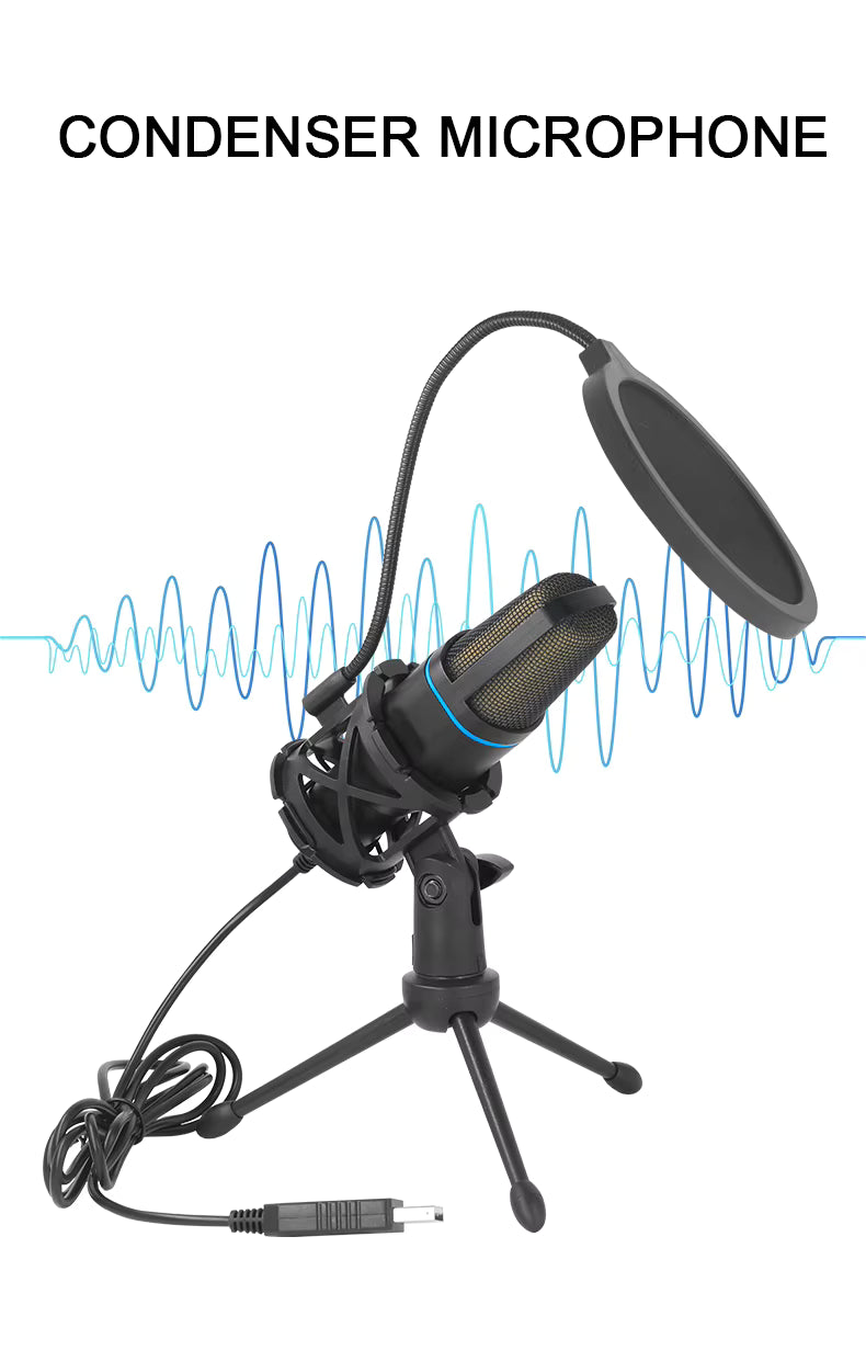 RGB USB Microphone – High Quality Condenser Mic for Gaming, Streaming & Recording