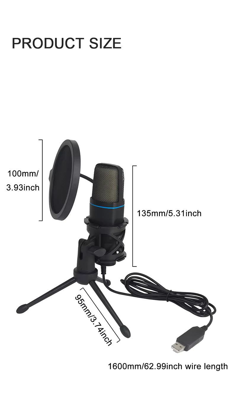 RGB USB Microphone – High Quality Condenser Mic for Gaming, Streaming & Recording